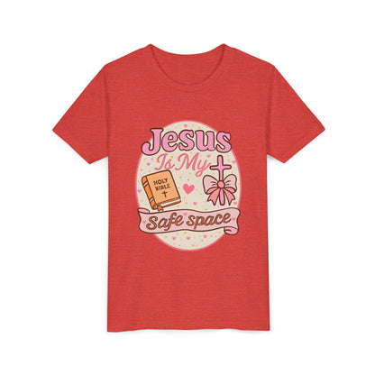 Youth Tee — "Jesus Is My Safe Space" Christian Kids T-Shirt