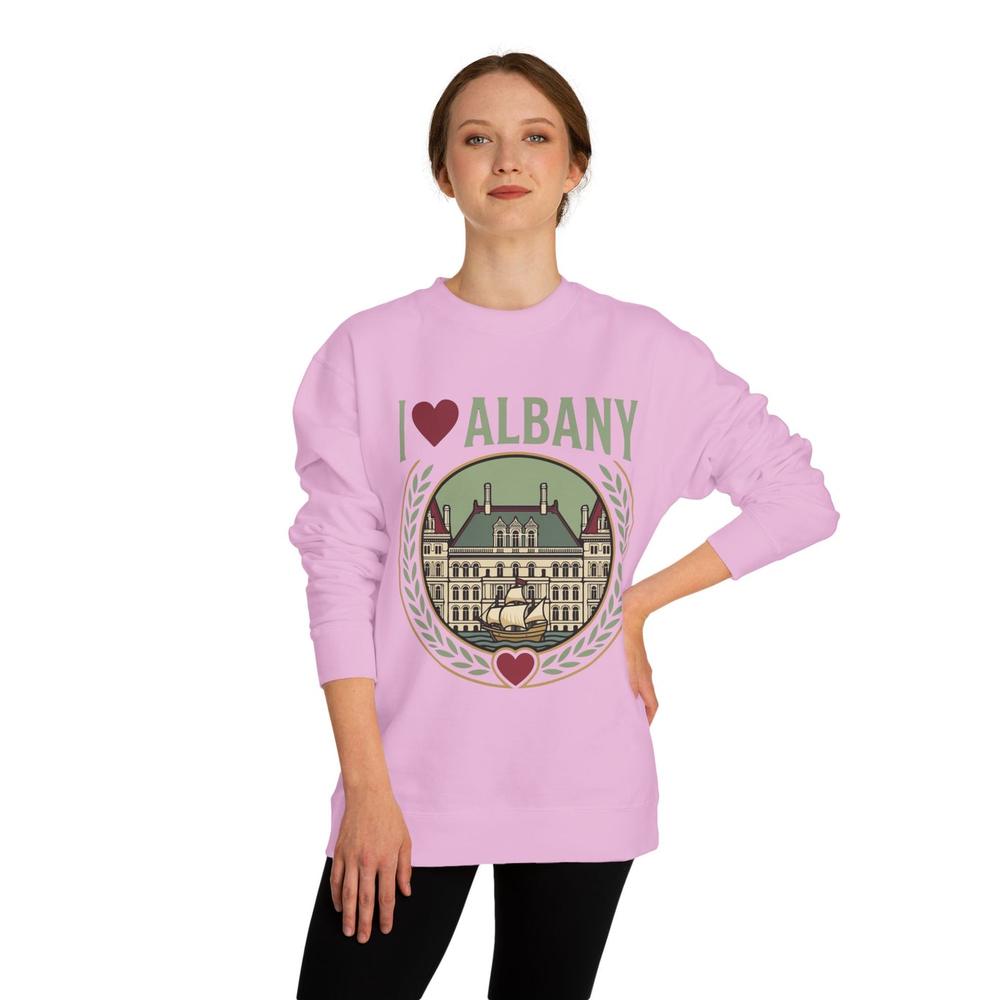 Albany Heart Crewneck Sweatshirt — I  Albany City Landmark Design