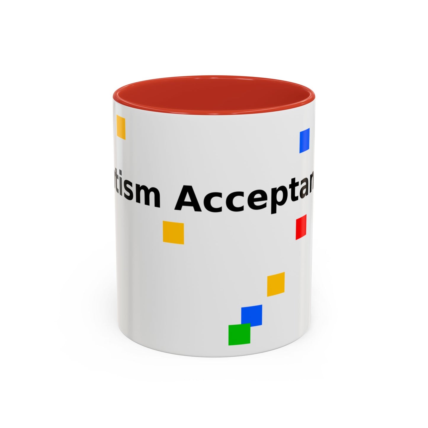 Autism Acceptance Accent Coffee Mug – Colorful Puzzle Square Design (11/15 oz)