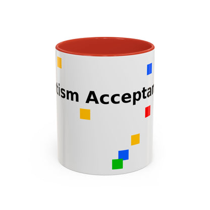 Autism Acceptance Accent Coffee Mug – Colorful Puzzle Square Design (11/15 oz)