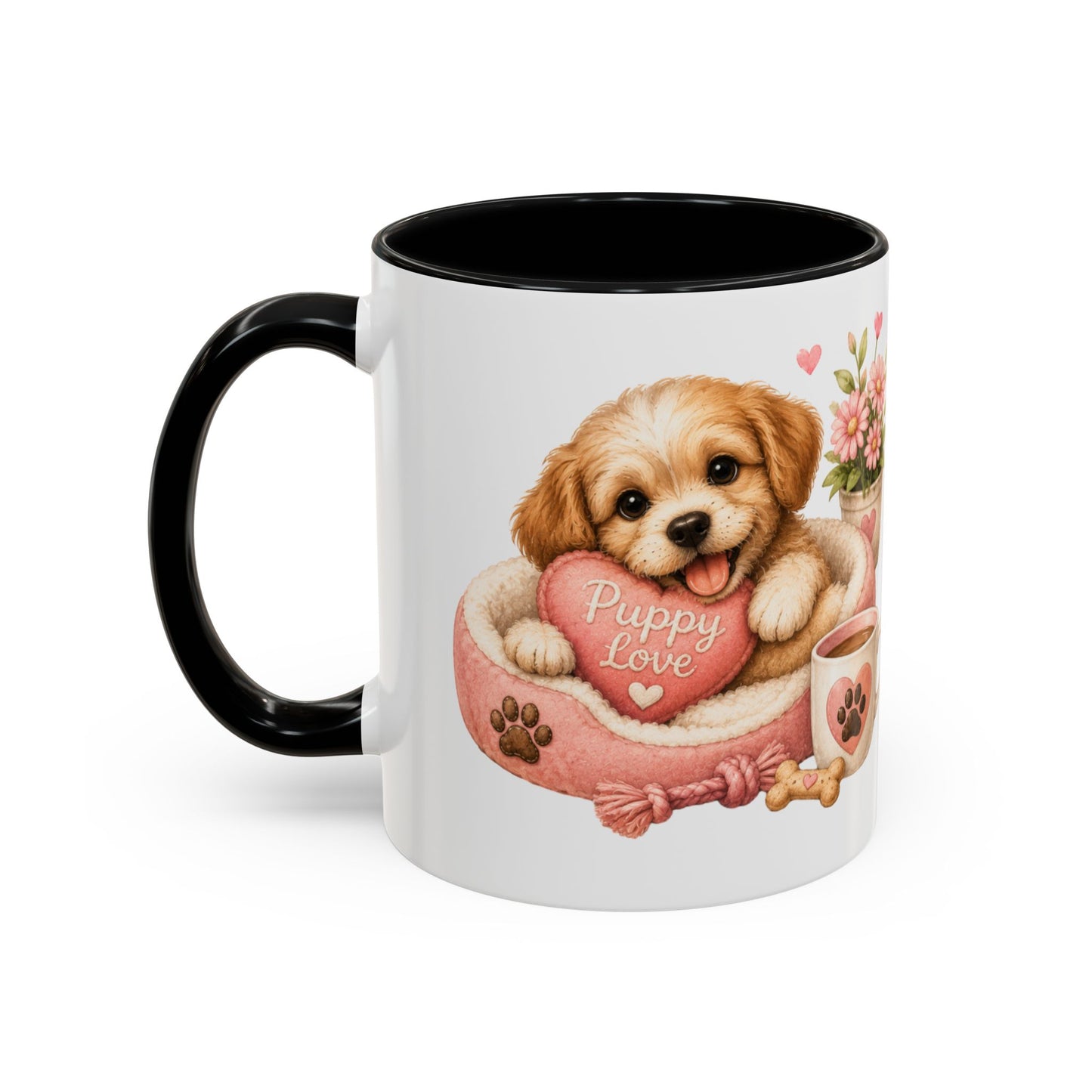 Puppy Love Coffee Mug — Cute Dog Heart Accent Mug (11/15oz)