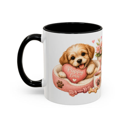 Puppy Love Coffee Mug — Cute Dog Heart Accent Mug (11/15oz)