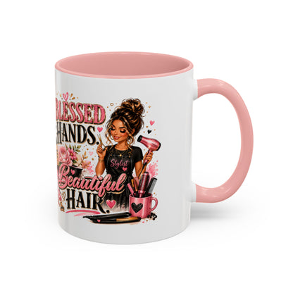 Blessed Hands Beautiful Hair Coffee Mug — Stylist Barber Hairdresser Gift