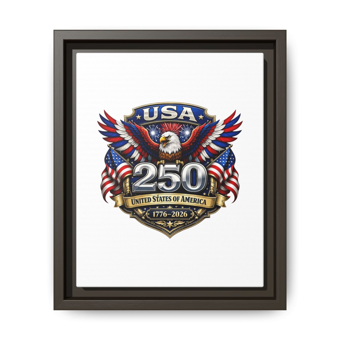 USA 250 Anniversary Framed Canvas — Patriotic Eagle 1776–2026 Wall Art