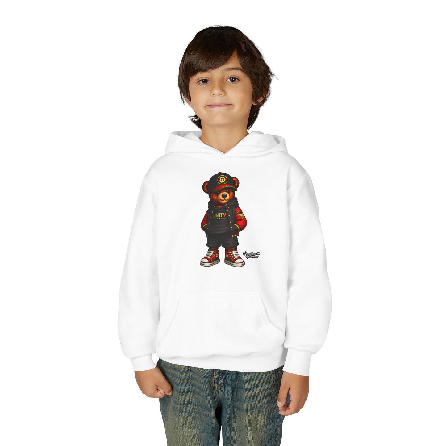 Youth Bear Hoodie — Streetwear Teddy Bear Graphic Pullover