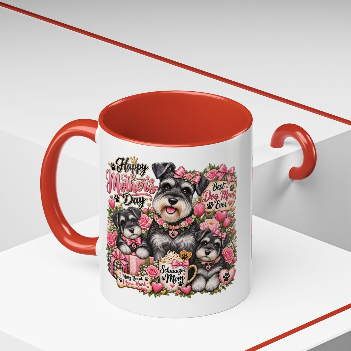 Mother's Day Schnauzer Coffee Mug — "Best Dog Mom Ever" Accent Mug (11/15oz)