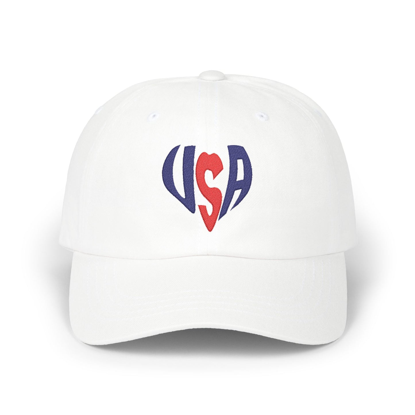 USA Heart Dad Cap — Patriotic Embroidered Baseball Hat