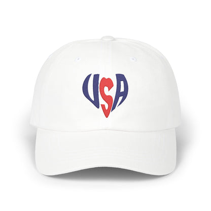 USA Heart Dad Cap — Patriotic Embroidered Baseball Hat