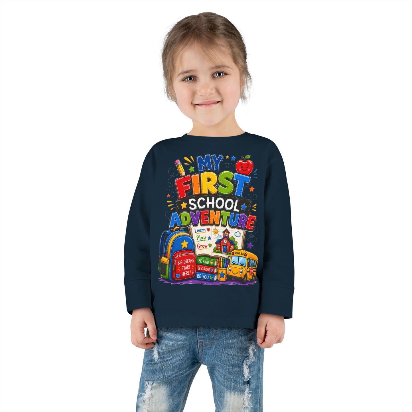 My First School Adventure Toddler Long Sleeve Tee