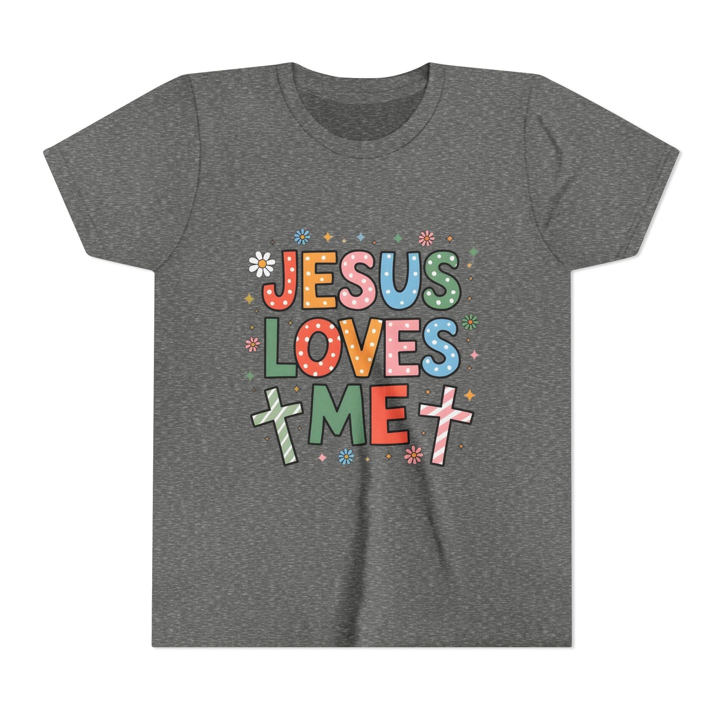 Youth Tee — "Jesus Loves Me" Colorful Christian Kids T-Shirt