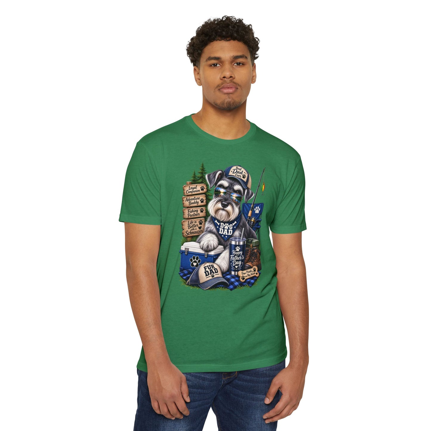 Schnauzer Dad T-Shirt – Fishing & Camping Dad Graphic Tee