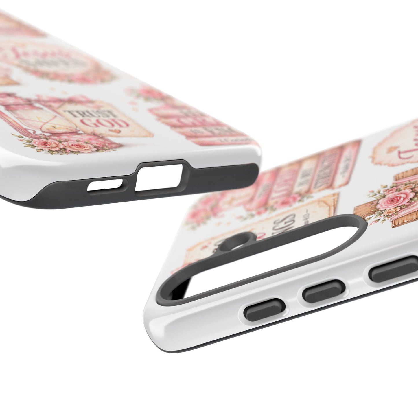 Christian Phone Case — Jesus Saves Floral Tough Case with 'God Is Within Her' & 'Trust God' Design