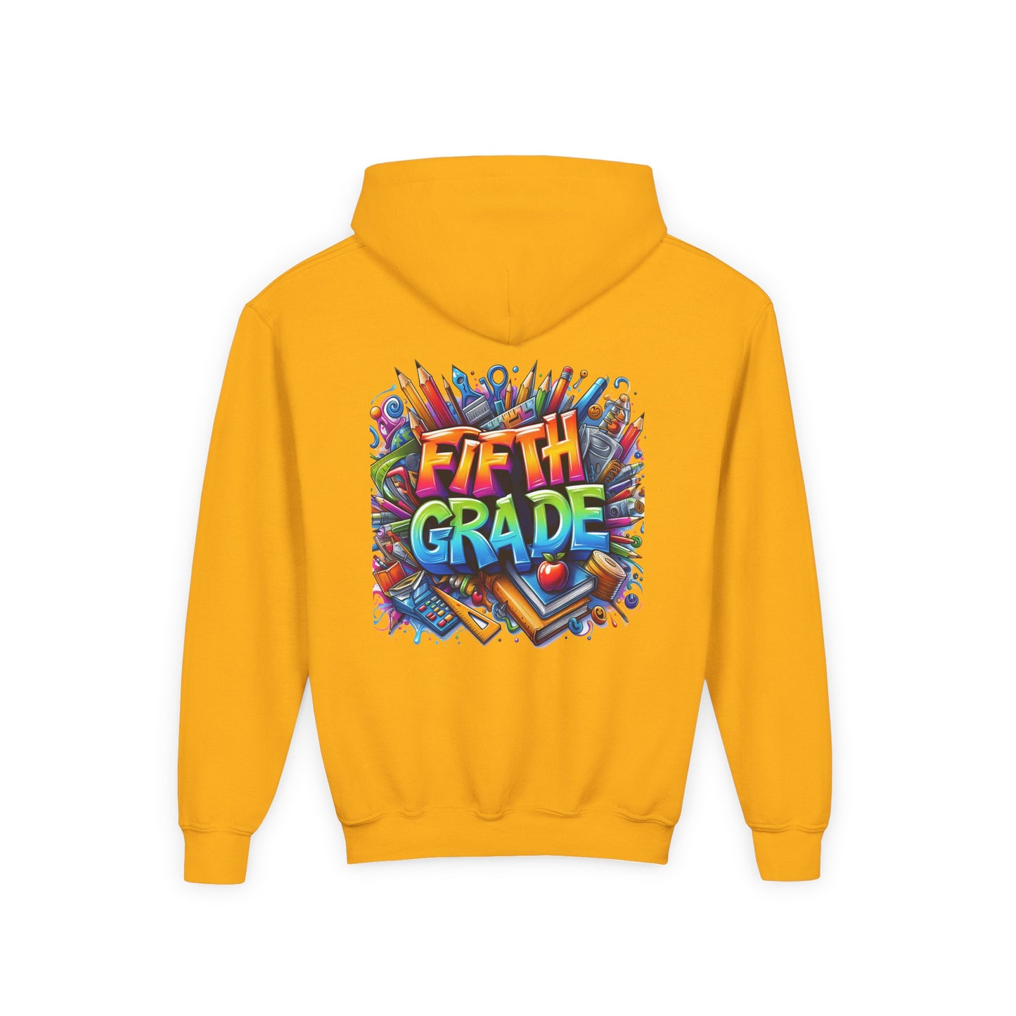 Fifth Grade Kids Hoodie - Colorful School Supplies Back-to-School Sweatshirt