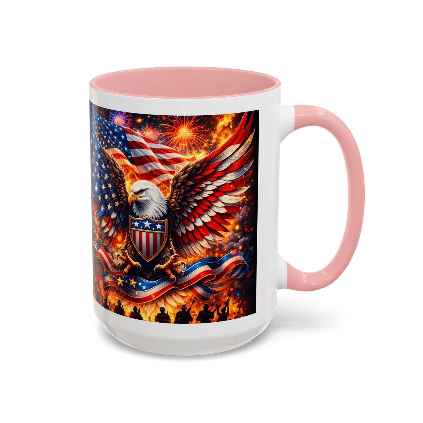 Patriotic Eagle Coffee Mug — American Flag Bald Eagle Accent Mug (11/15oz)