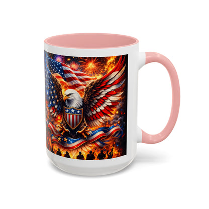 Patriotic Eagle Coffee Mug — American Flag Bald Eagle Accent Mug (11/15oz)