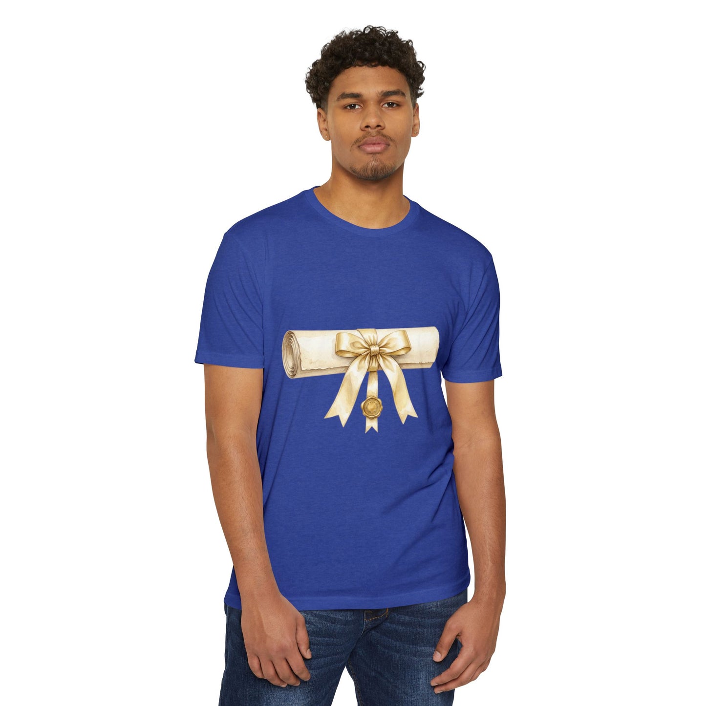 Graduation Scroll T-Shirt — Gold Ribbon Diploma Tee