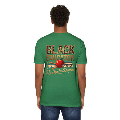 Black Educator T-Shirt — "By Popular Demand" Retro Apple School Tee