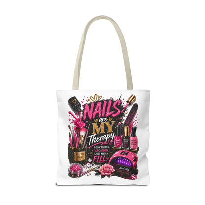 Nails Are My Therapy Tote Bag — Nail Tech Cosmetic Makeup Salon Gift