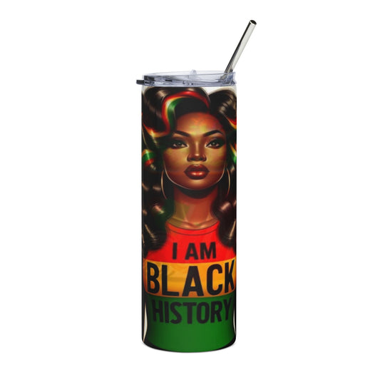 I Am Black History 20oz Stainless Tumbler — Afrocentric Empowerment Travel Cup