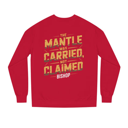 Crewneck Sweatshirt — “The Mantle Was Carried, Not Claimed” Bishop Graphic