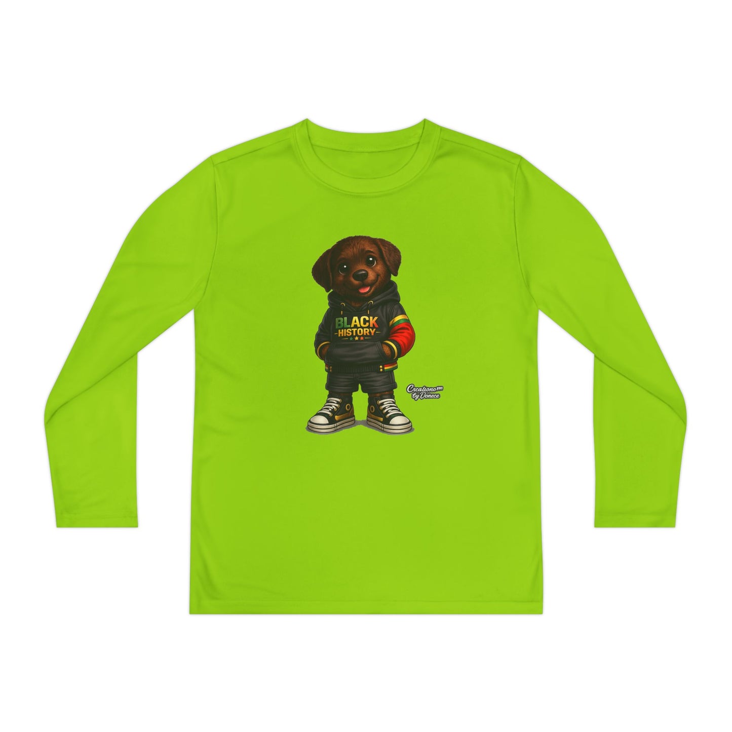 Kids Long Sleeve Tee — Rasta Teddy 'Black Excellence' Graphic