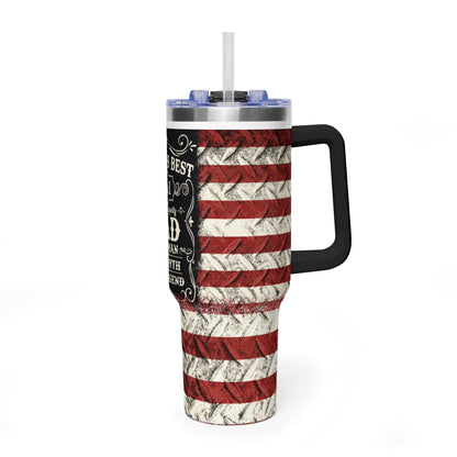 40oz Vacuum Tumbler - "World's Best No.1 Dad" American Flag Travel Mug