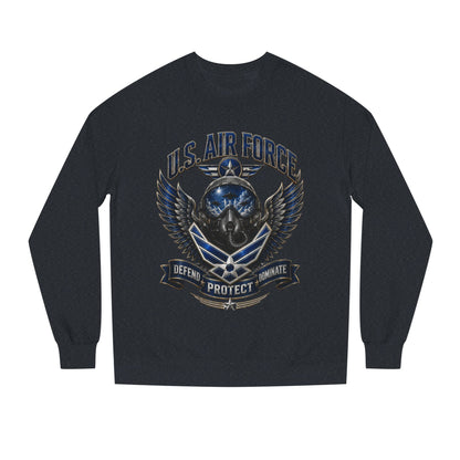 U.S. Air Force Skull Crewneck Sweatshirt — Defend Protect Dominate Tactical Pullover