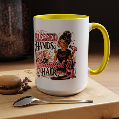 Blessed Hands Beautiful Hair Coffee Mug — Stylist Barber Hairdresser Gift
