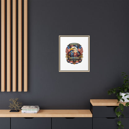 America 250th Anniversary Framed Canvas — Patriotic Bald Eagle Wall Art