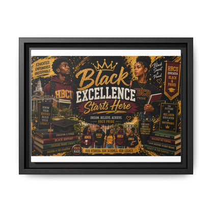 Black Excellence Starts Here Framed Canvas
