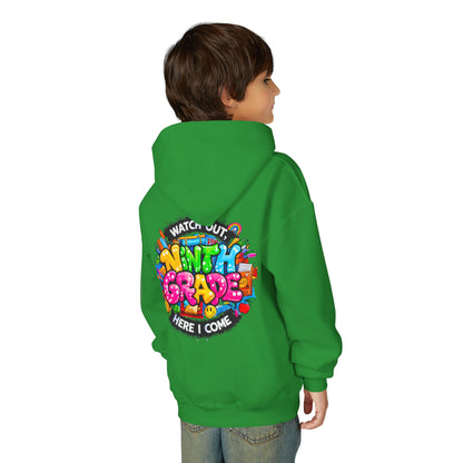 Kids' 4th Grade Hoodie – "Watch Out 4th Grade Here I Come" Colorful Back-to-School Sweatshirt
