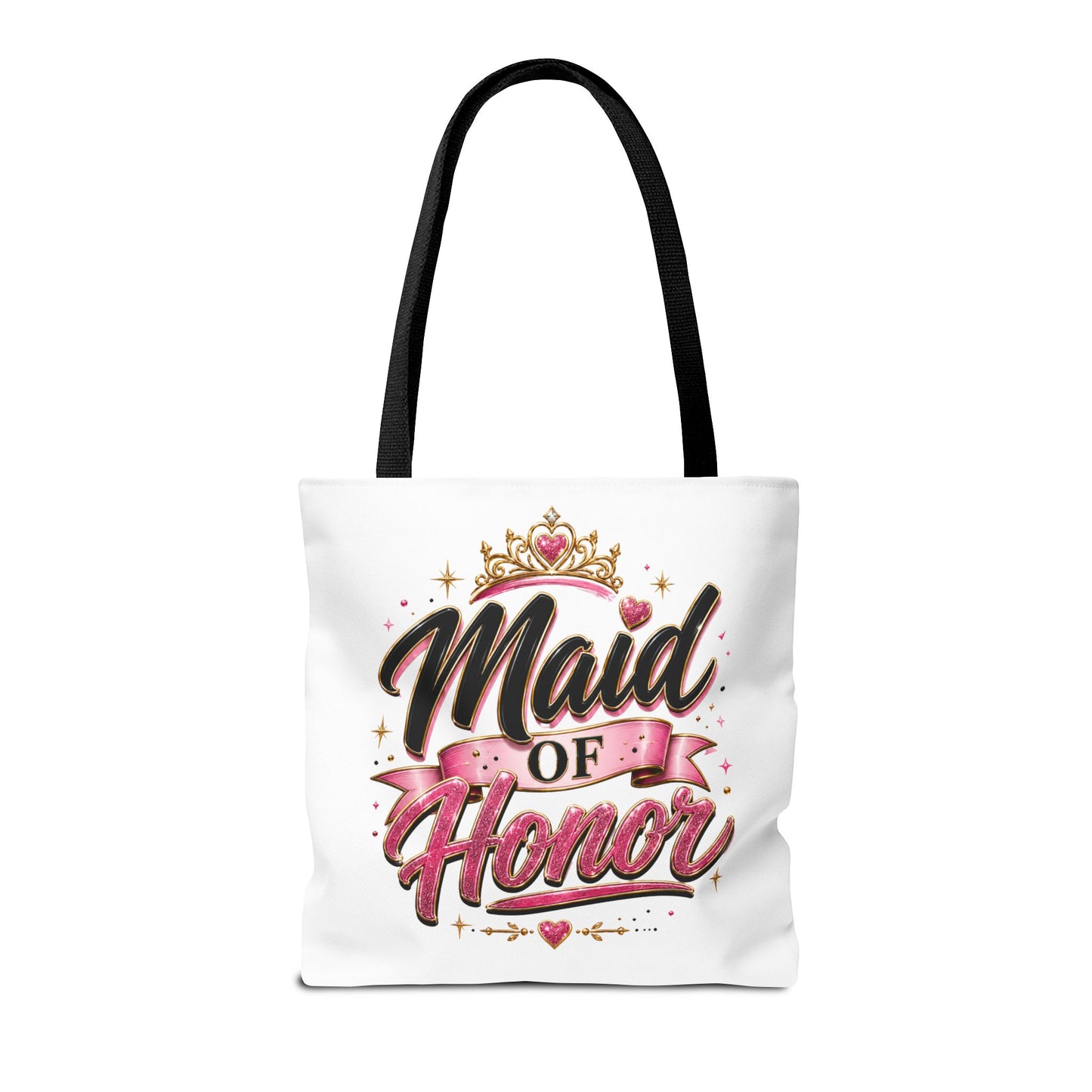 Maid of Honor Tote Bag — Pink Crown Bridal Party Tote for Weddings & Bachelorette