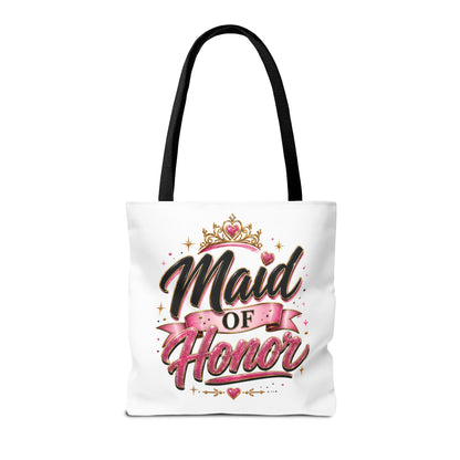 Maid of Honor Tote Bag — Pink Crown Bridal Party Tote for Weddings & Bachelorette