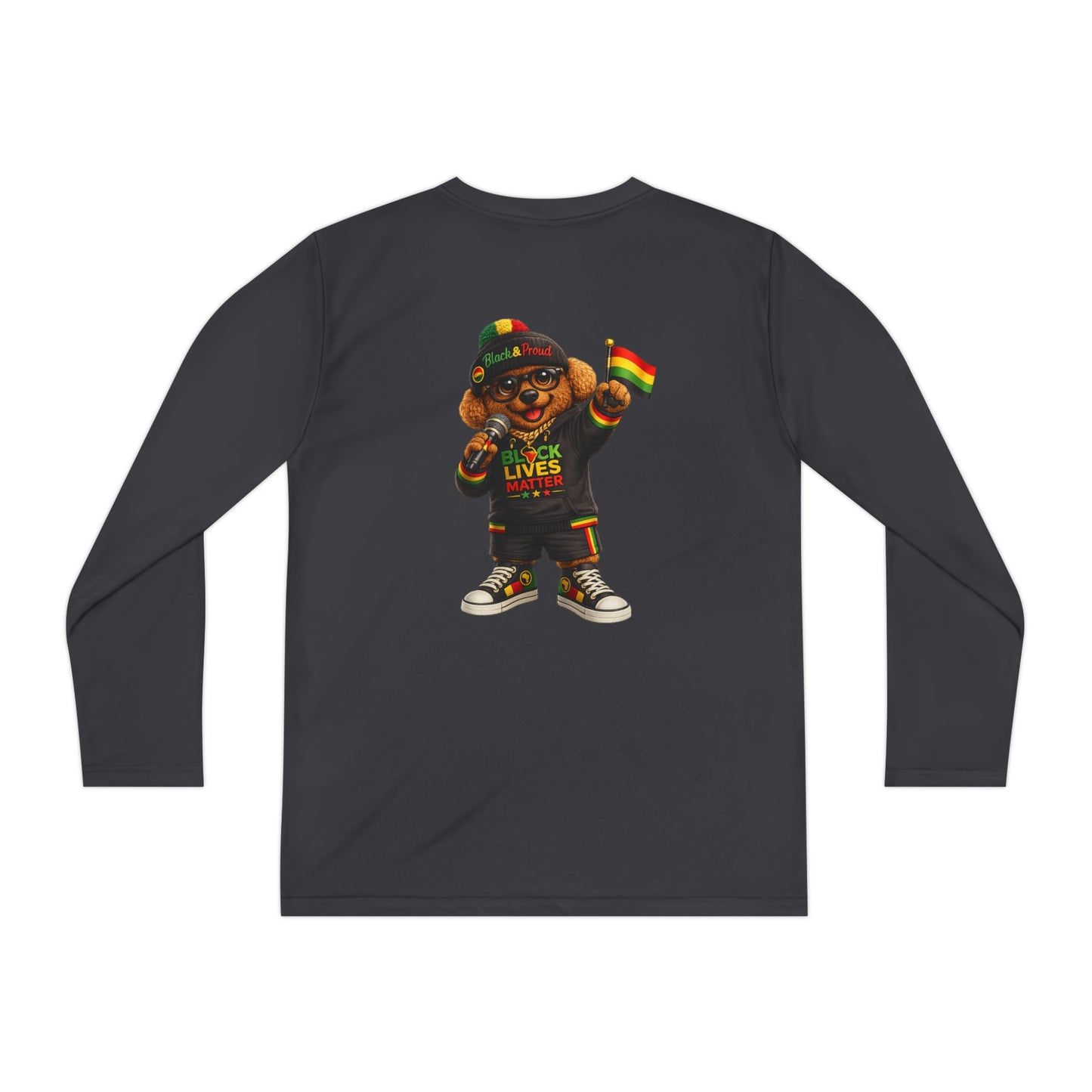 Youth Long Sleeve Tee — Black Lives Matter Kid Graphic with Rasta Flag