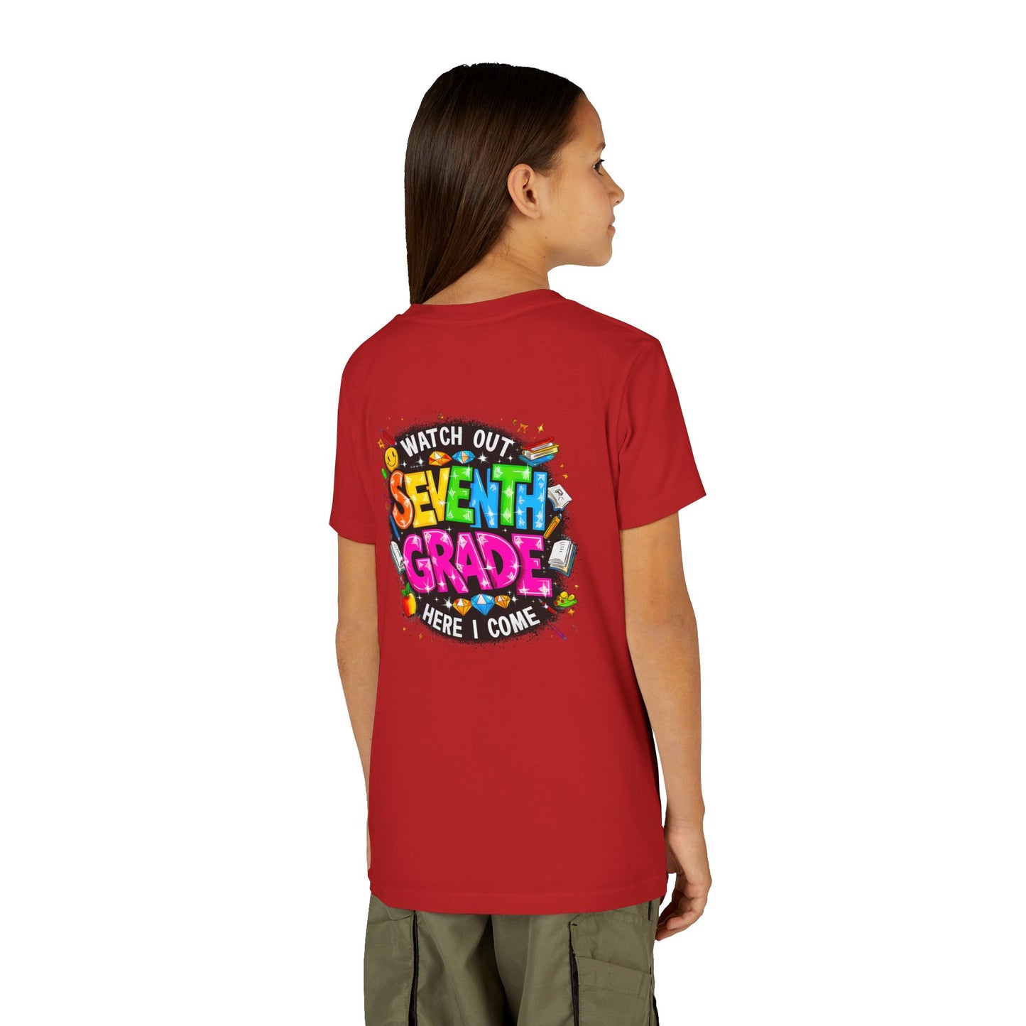 Seventh Grade Kids T-Shirt – “Watch Out Seventh Grade Here I Come” Back-to-School Tee