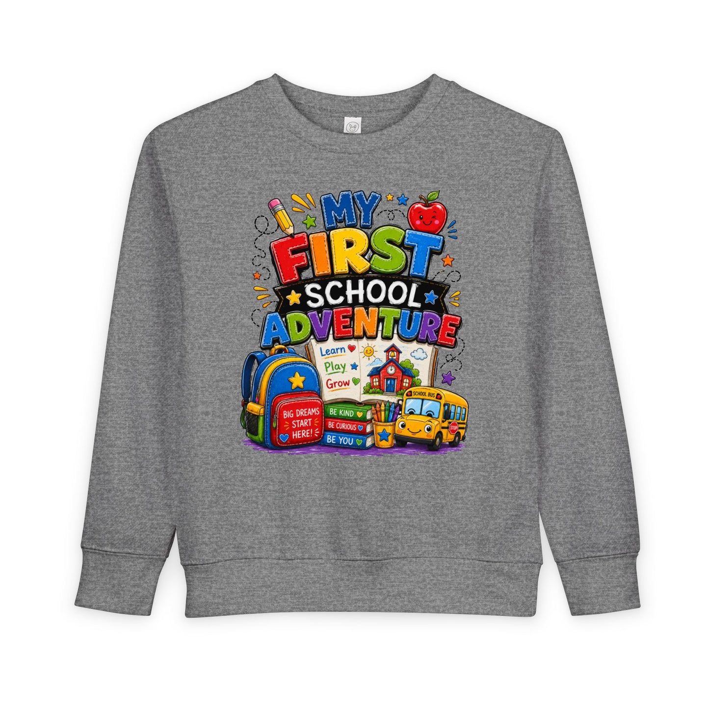 Toddler Sweatshirt — "My First School Adventure" Back-to-School Kids Sweatshirt