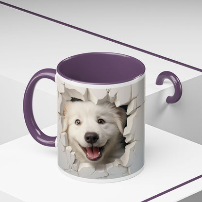 Smiling Dog Breaking Wall Accent Coffee Mug (11/15oz)