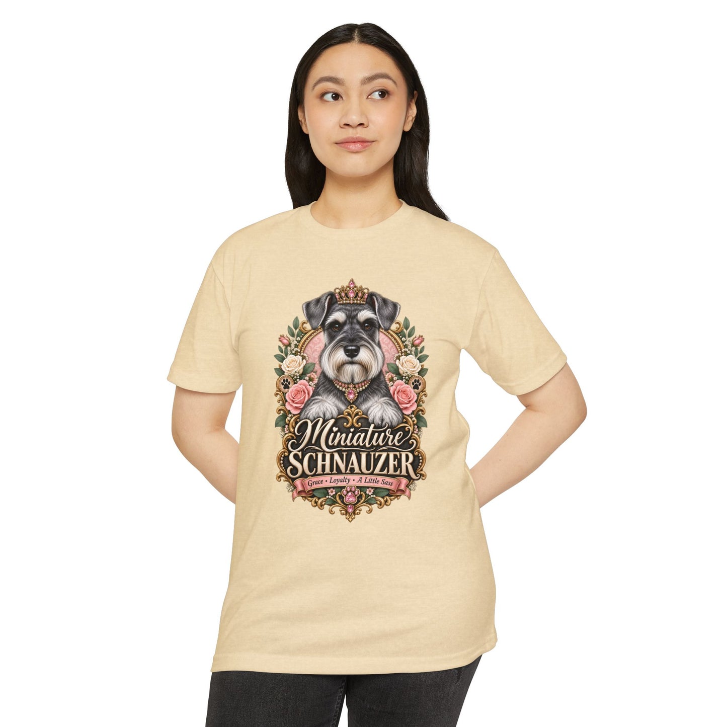 Miniature Schnauzer Floral Portrait T-Shirt
