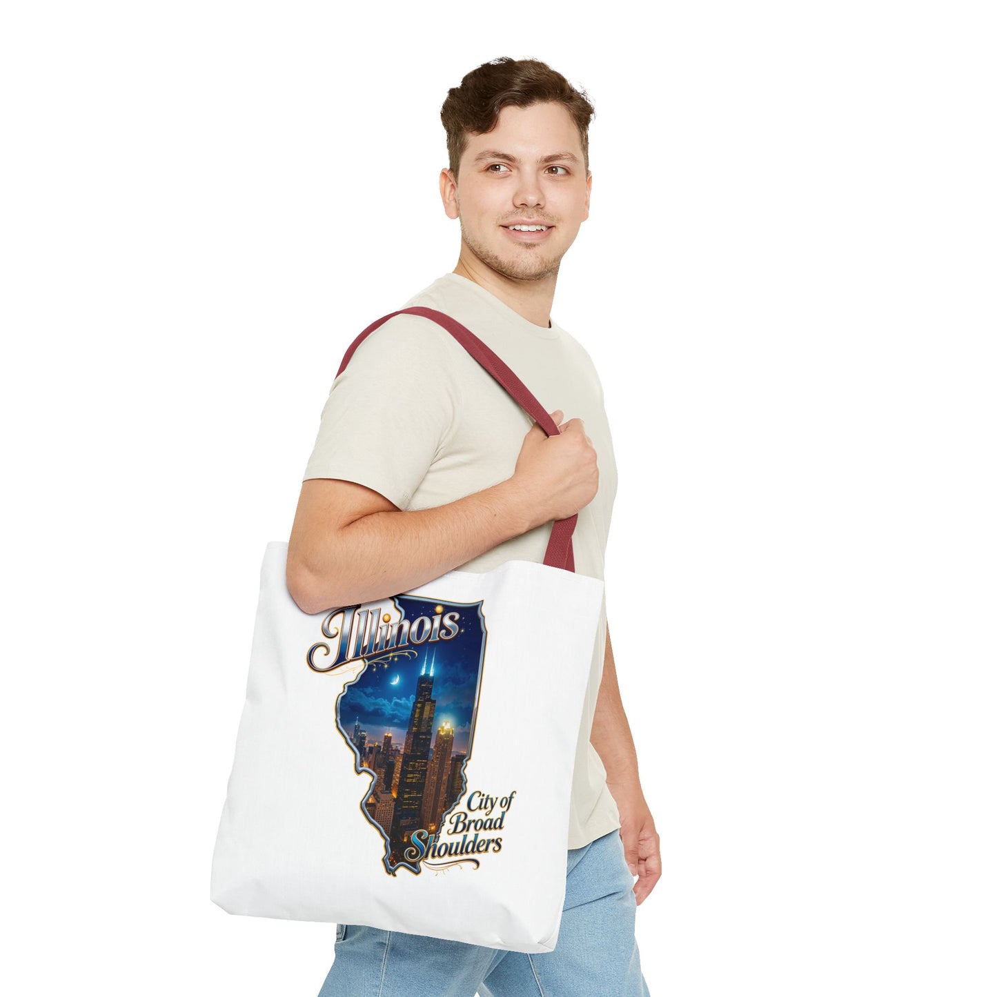 Illinois Skyline Tote Bag — "City of Broad Shoulders" Chicago Night Design