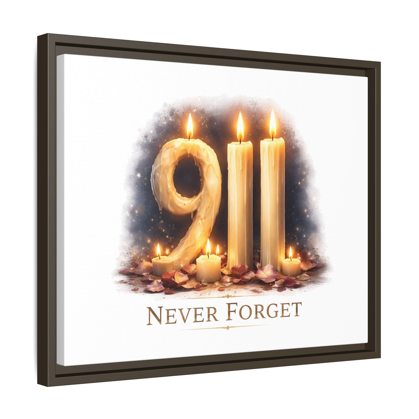 9/11 Never Forget Framed Canvas Print