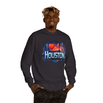 I Heart Houston Crewneck Sweatshirt — Retro Space City Graphic