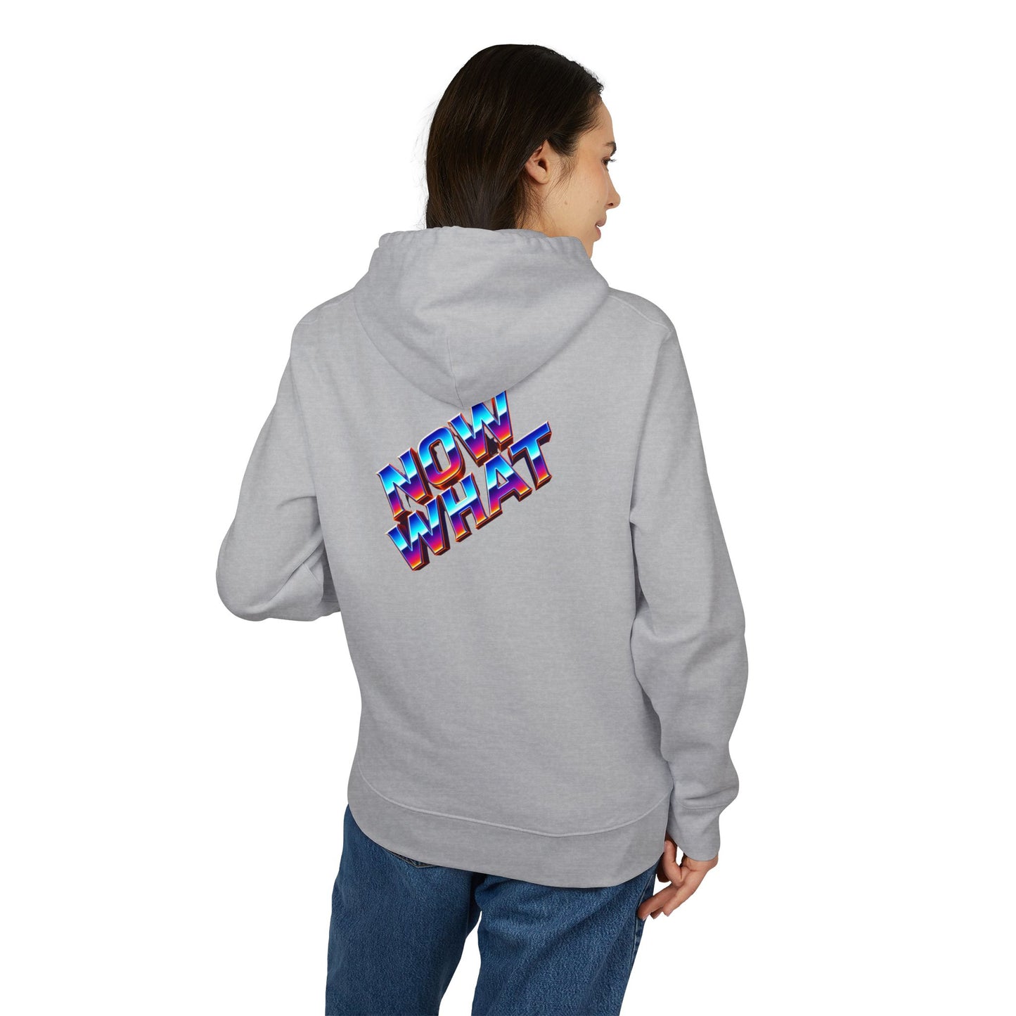 Now What Hoodie — Retro 3D Text Graphic Pullover