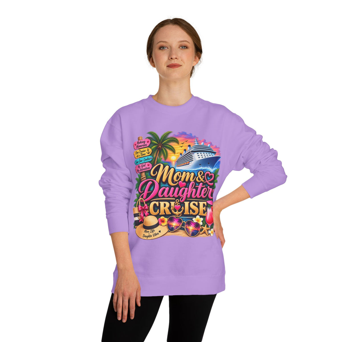 Mom & Daughter Cruise Sweatshirt — Tropical Vacation Cruise Crewneck