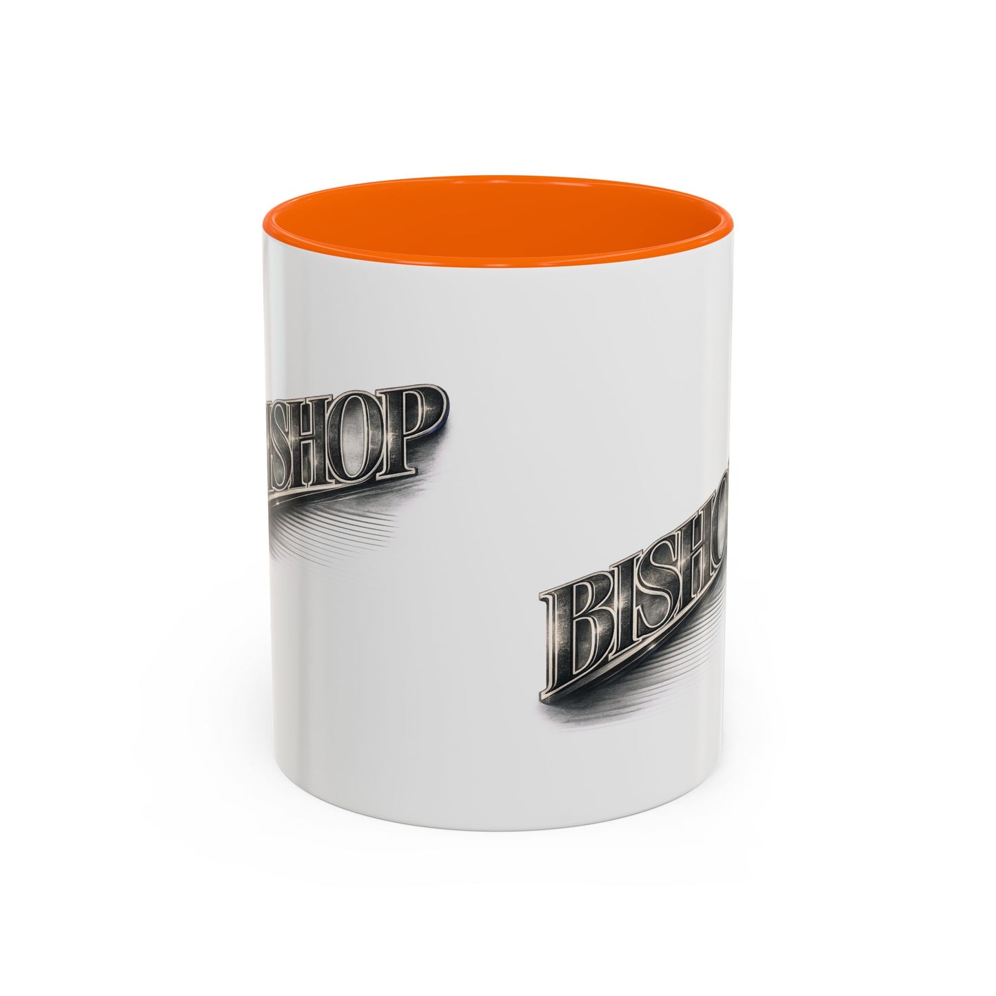 Vintage 'Bishop' Accent Coffee Mug — Retro Metallic Text Ceramic Mug (11/15oz)