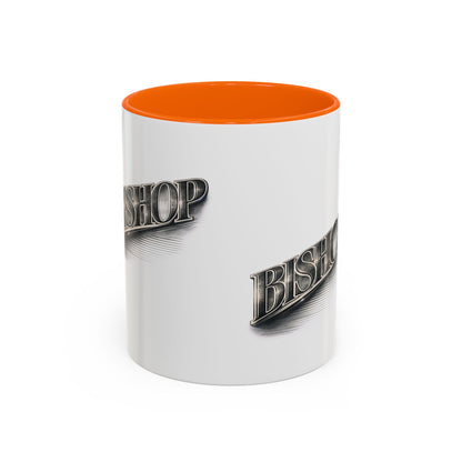 Vintage 'Bishop' Accent Coffee Mug — Retro Metallic Text Ceramic Mug (11/15oz)