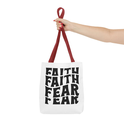 Faith Over Fear Tote Bag – Bold Retro Typography Canvas Tote