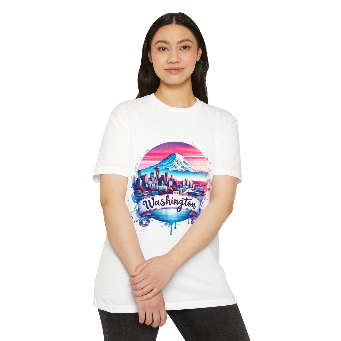 Washington Skyline T-Shirt — Retro Mountain & City Graphic Tee