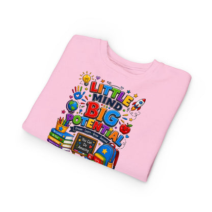 Toddler Sweatshirt — "Little Mind Big Potential" Back-to-School Kids Crewneck