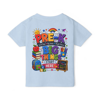 Toddler T-Shirt — "Pre-K Big Things Start Here" Back-to-School Shirt