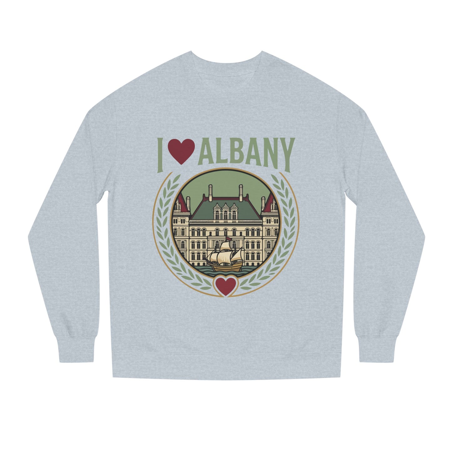 Albany Heart Crewneck Sweatshirt — I  Albany City Landmark Design